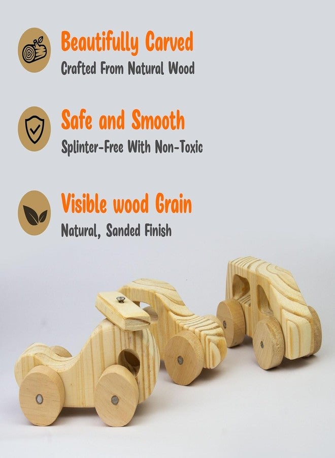 Keebori Wooden Organic Toy Car Push Vehicle 25 mm Thick Natural Handcrafted Toy for Toddlers, Montessori Inspired Safe, Smooth & Durable Wooden Toys Eco-Friendly Baby Toys (Combo) - Image 4